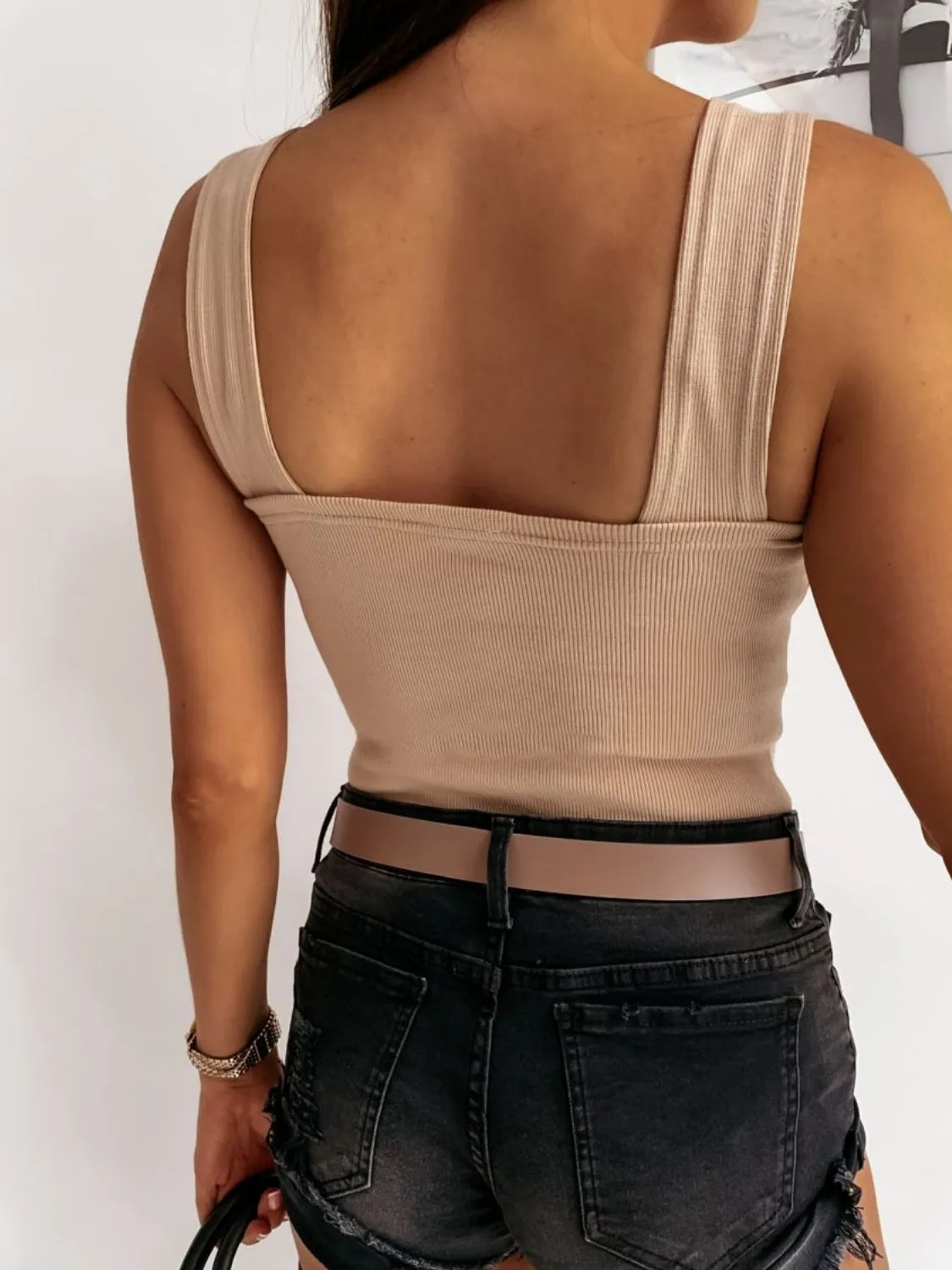 Square Neck Wide Strap Tank - Tigbul's Variety Fashion Shop