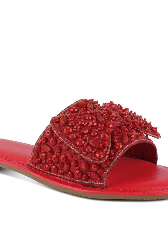 Pipa Big Bow Beaded Flats - Tigbul's Variety Fashion Shop