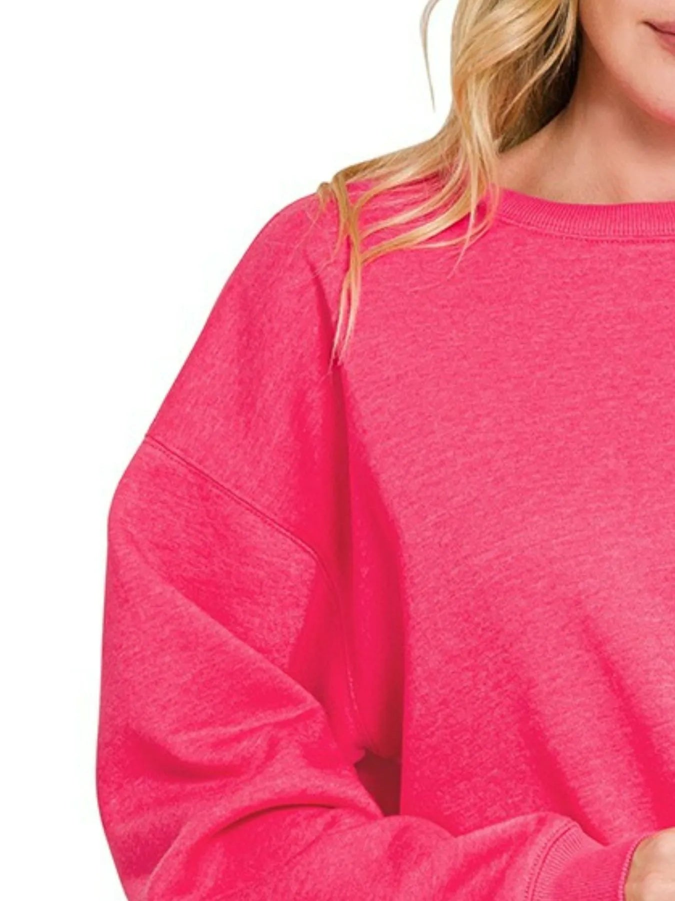 Zenana Fleece Crewneck Long Sleeve Sweatshirt - Tigbul's Variety Fashion Shop