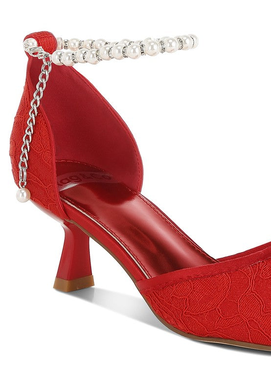 Laika Lace Kitten Heel Sandals - Tigbul's Variety Fashion Shop