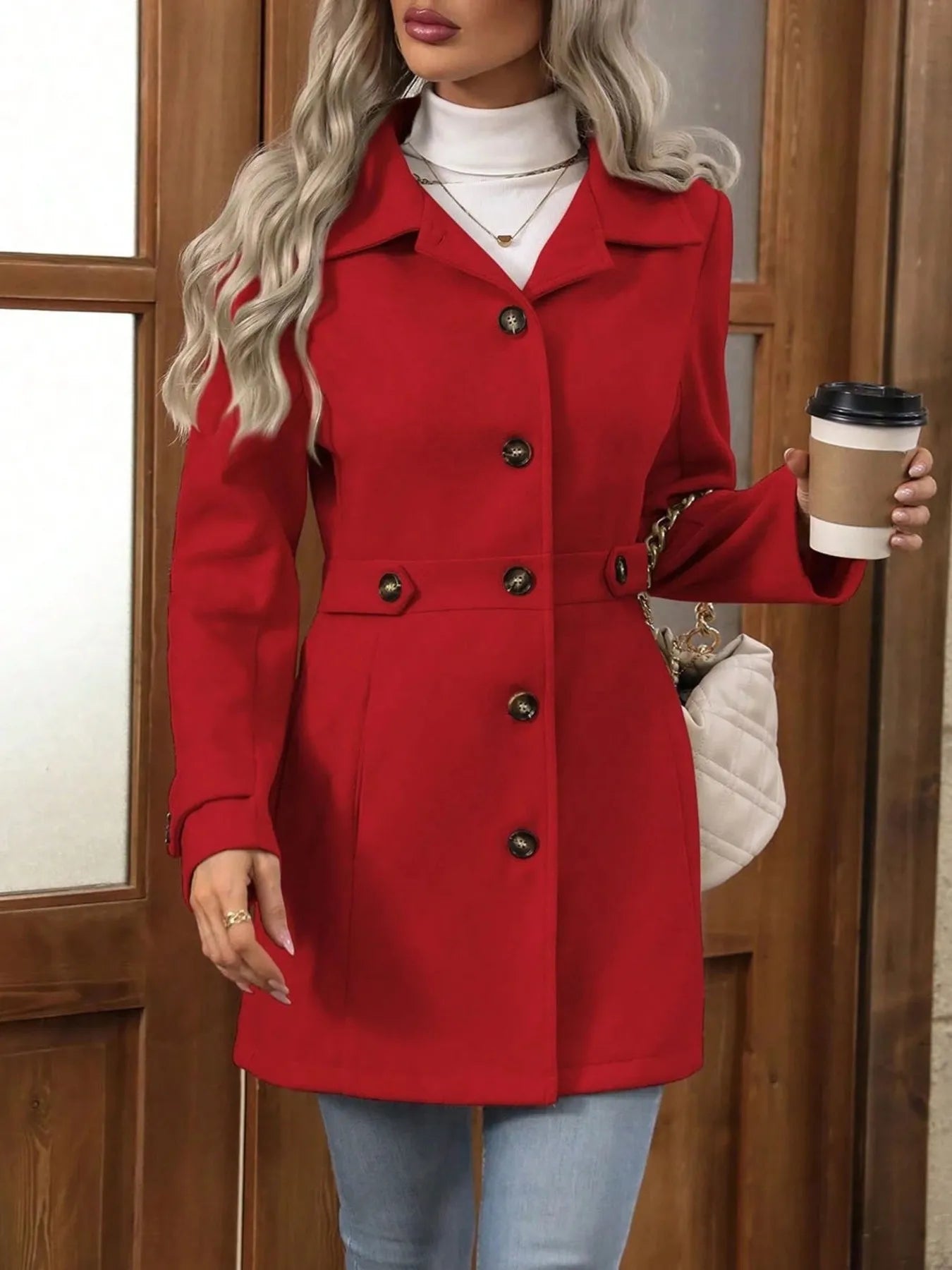 Button Up Long Sleeve Coat - Tigbul's Variety Fashion Shop