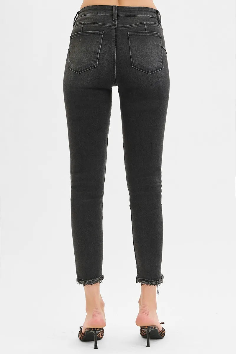 RISEN Full Size Tummy Control Mid Rise Crop Skinny Jeans Plus Size - Tigbul's Variety Fashion Shop