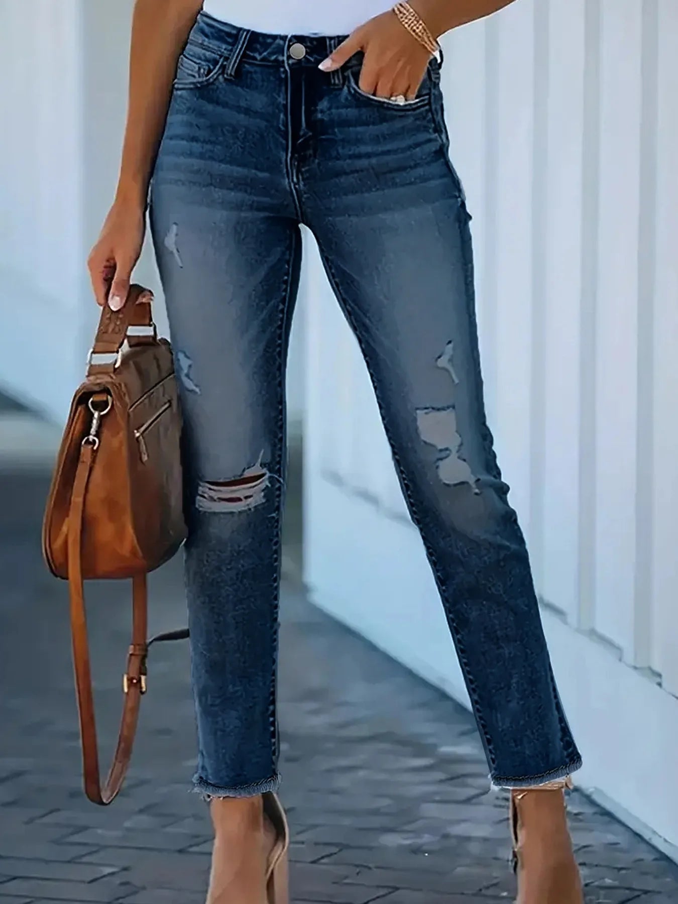 Distressed High-Waisted Skinny Jeans - Tigbul's Variety Fashion Shop