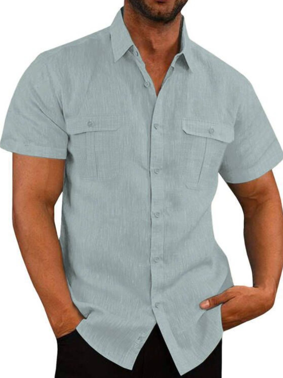 Men's Plus Size Collared Neck Short Sleeve Shirt - Tigbul's Variety Fashion Shop