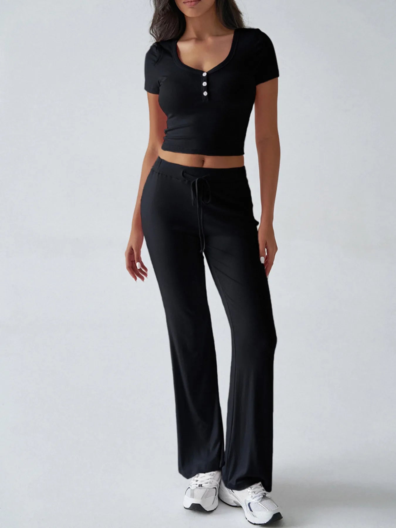 Casual Ribbed Short Sleeve Top and Pants Set - Tigbul's Variety Fashion Shop