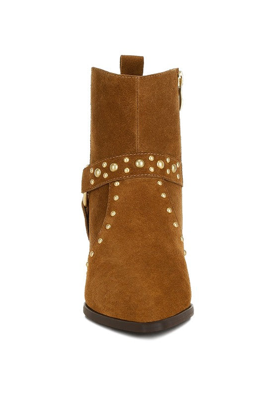 Rodeo Studded Suede Ankle Boots - Tigbul's Variety Fashion Shop