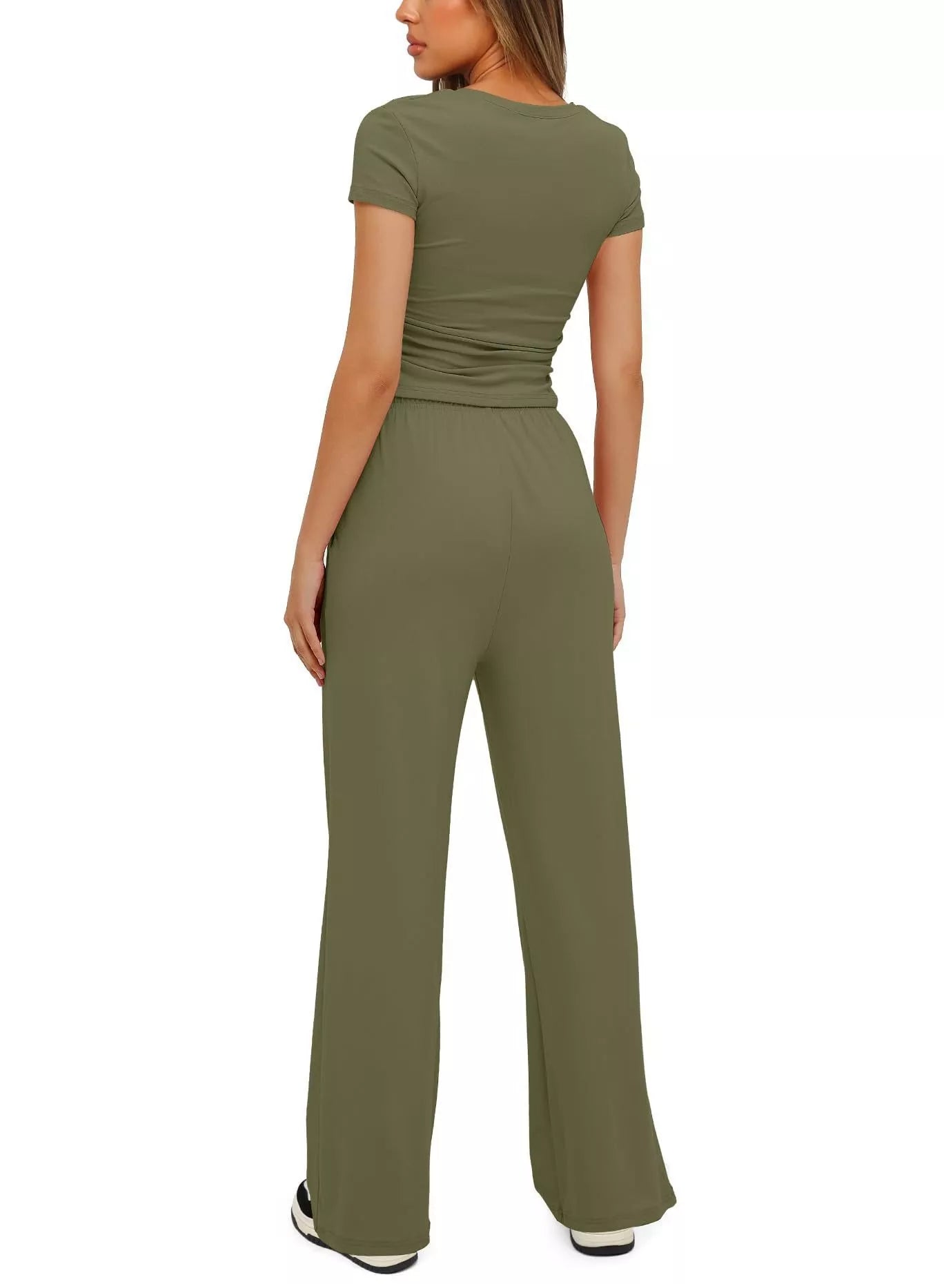 Round Neck Short Sleeve T-Shirt and Pants Set - Tigbul's Variety Fashion Shop