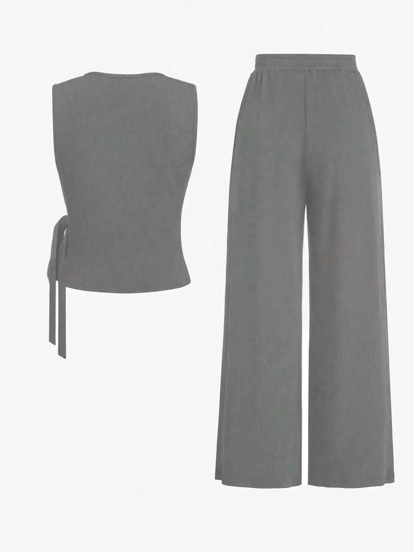 Round Neck Sleeveless Top and Pants Set - Tigbul's Variety Fashion Shop
