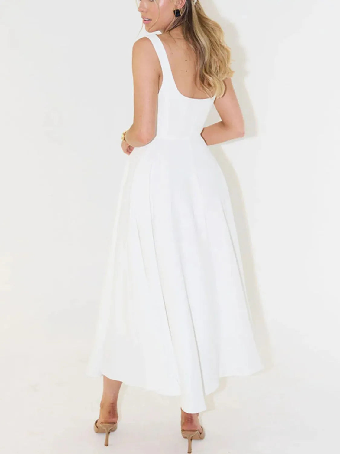 Square Neck Sleeveless Midi Dress - Tigbul's Variety Fashion Shop
