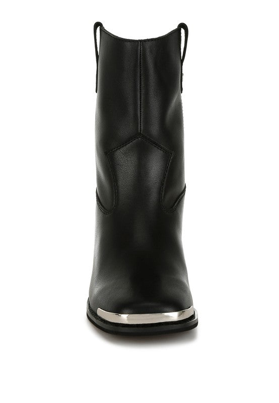 Iliad Genuine Leather Metallic Accent Ankle Boots - Tigbul's Variety Fashion Shop