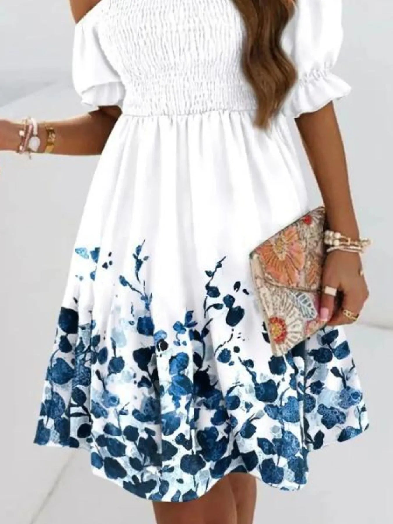 Off Shoulder Smocked Summer Dress - Tigbul's Variety Fashion Shop
