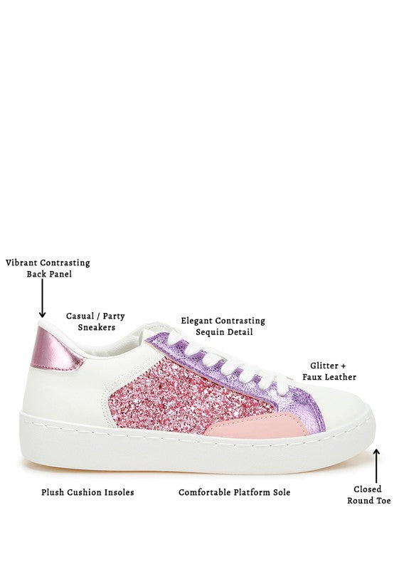 Cosmolight Glitter Faux Leather Sneakers - Tigbul's Variety Fashion Shop