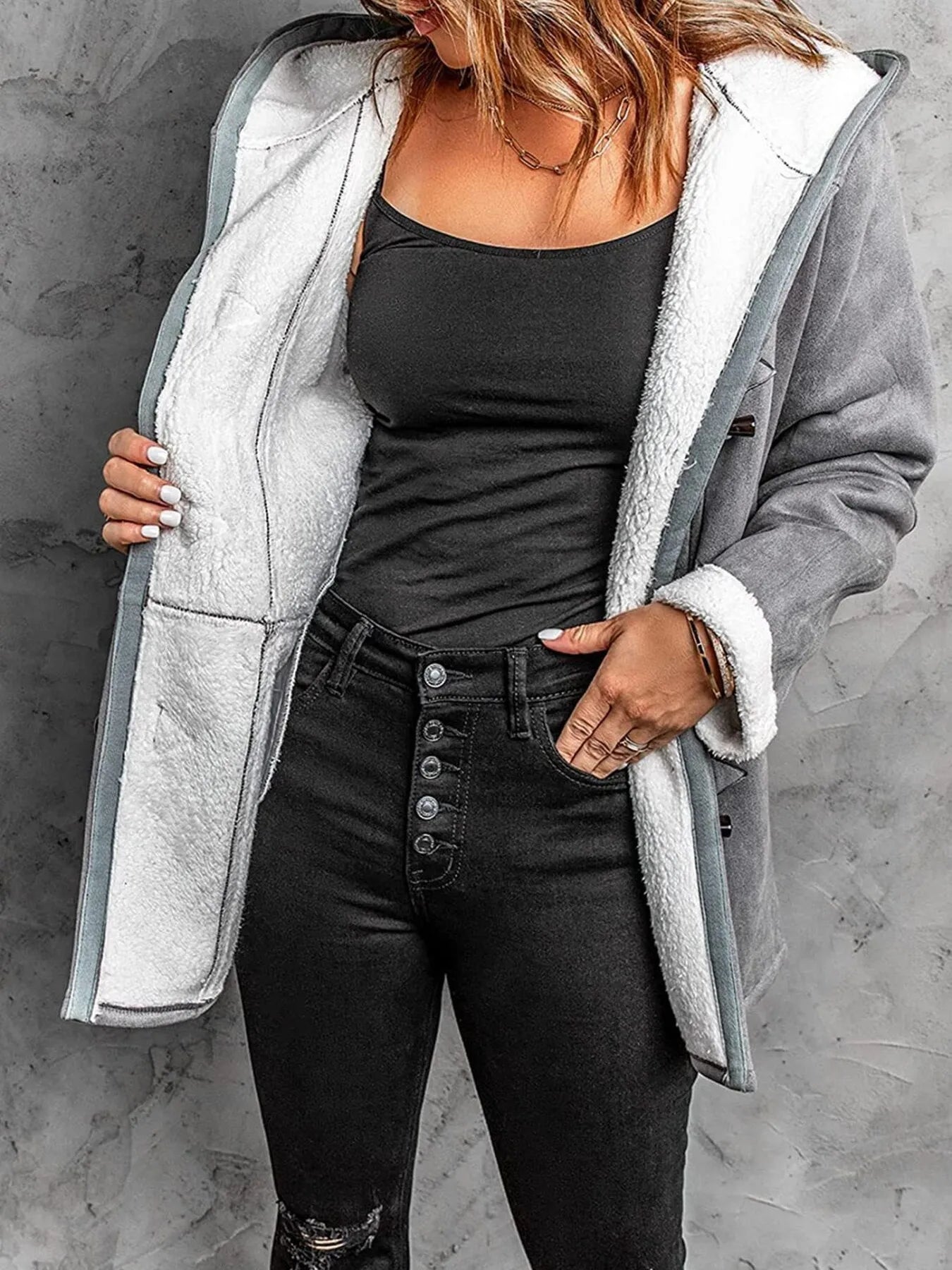Full Size Cozy Sherpa Lined Toggle Coat with Hood Plus Size - Tigbul's Variety Fashion Shop