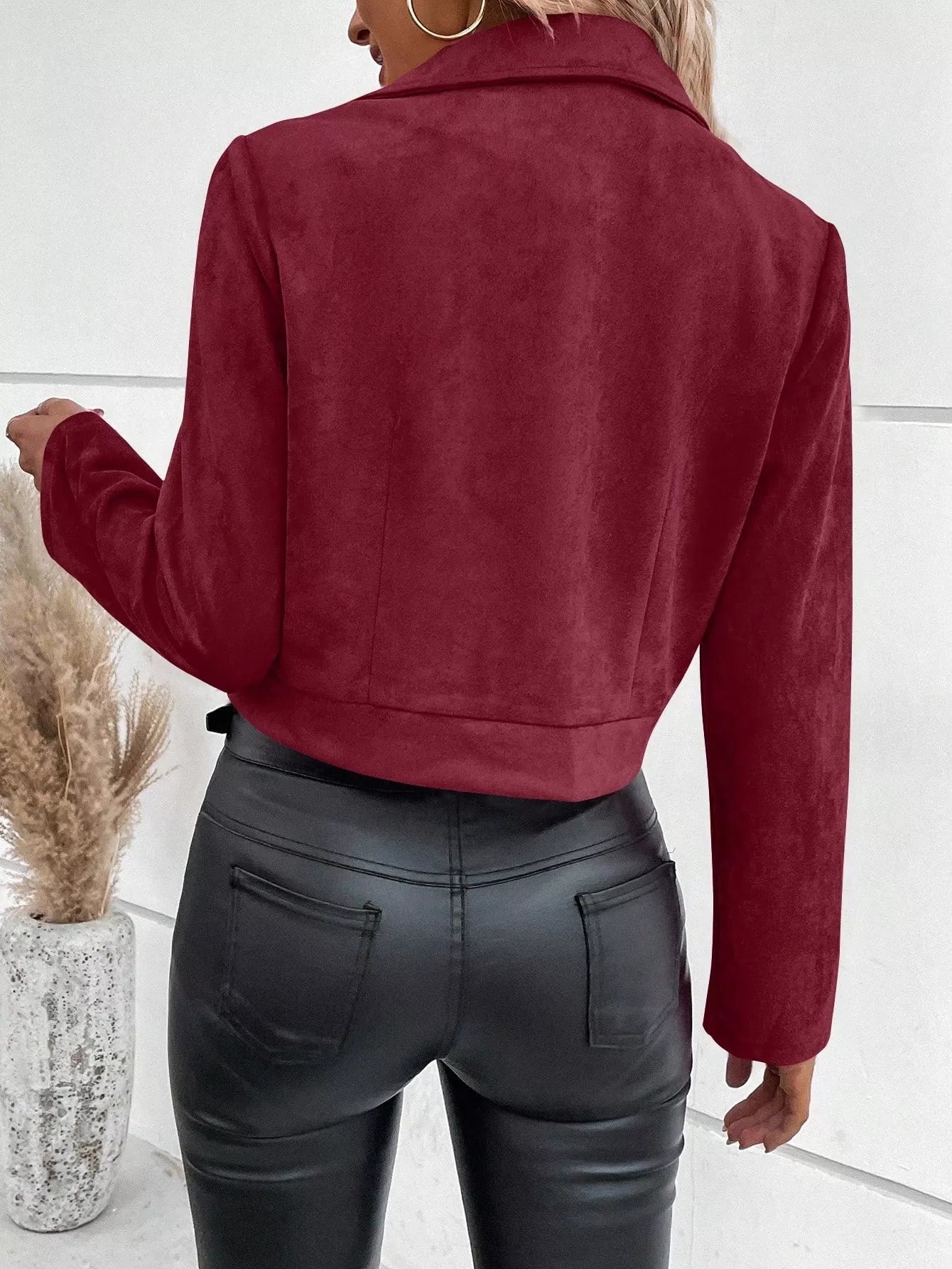 Suede Moto Jacket with Zip Detail - Tigbul's Variety Fashion Shop