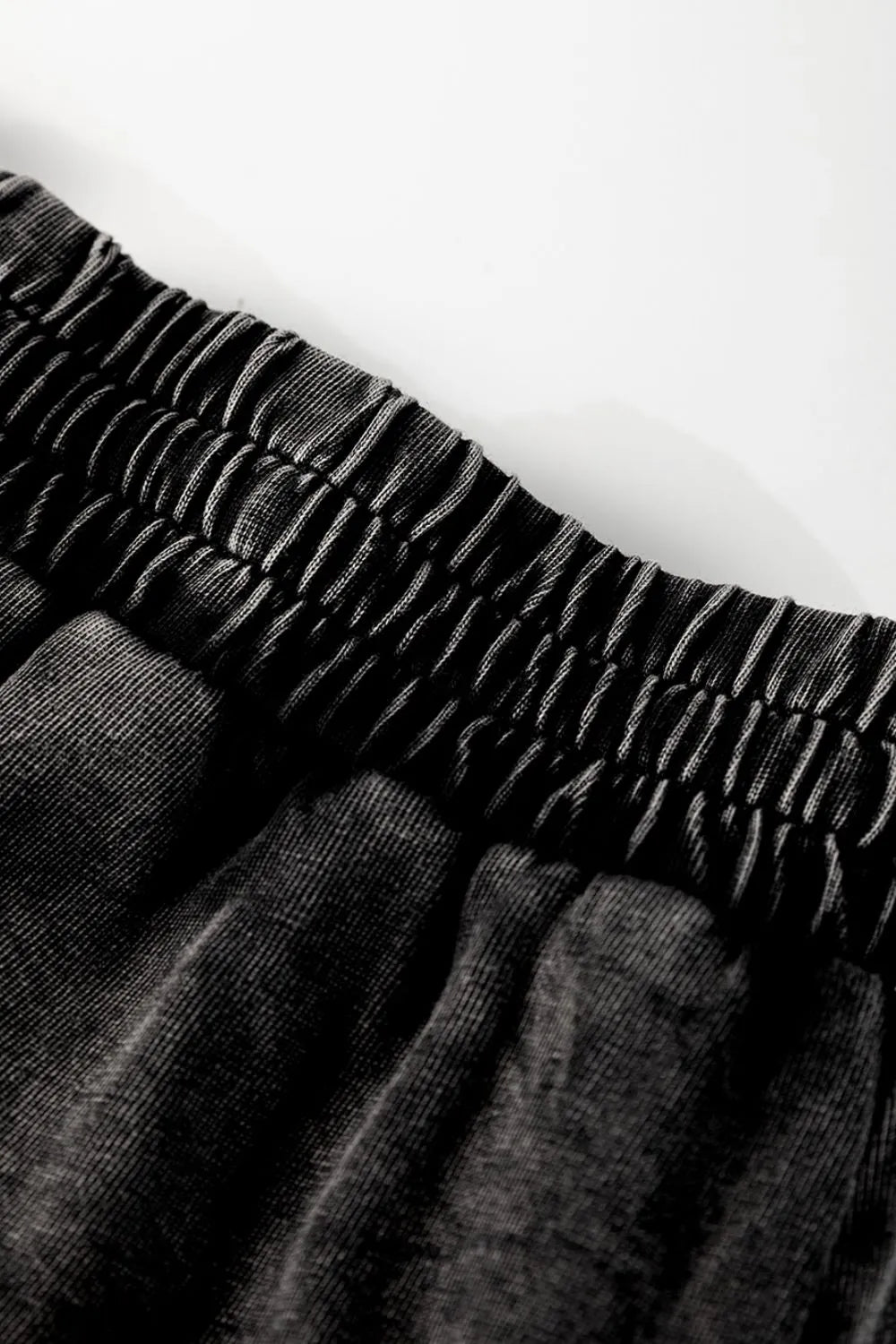 Black Mineral Wash French Terry High Waist Casual Shorts - Tigbul's Variety Fashion Shop
