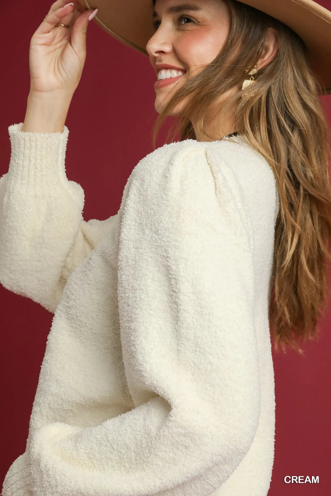 Umgee Textured Long Sleeve Sweater with Ribbed Trim - Tigbul's Variety Fashion Shop