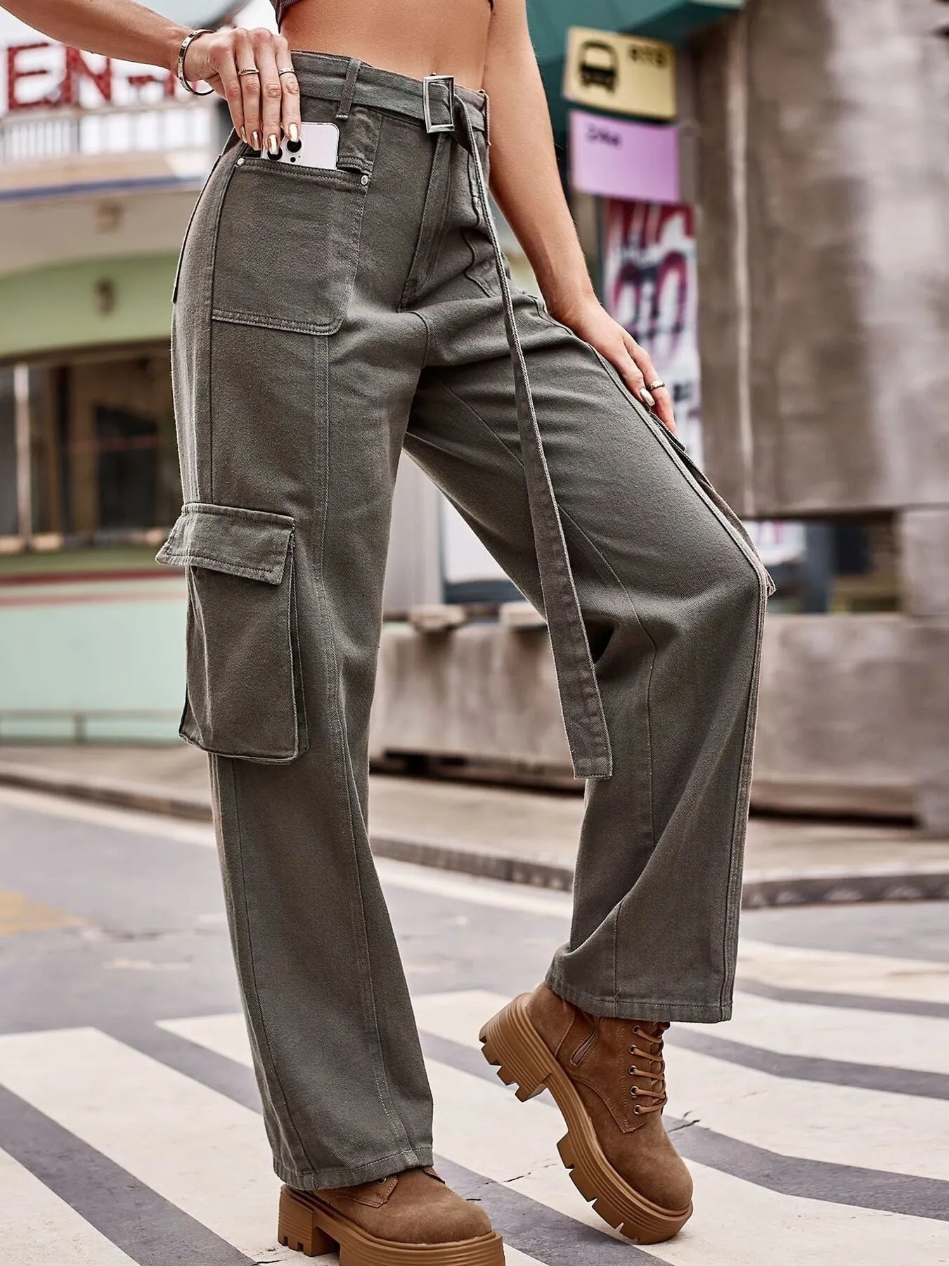 Cargo Wide Leg Jeans - Tigbul's Variety Fashion Shop