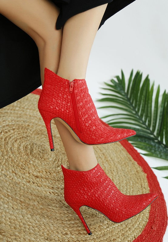 Lolita Woven Texture Stiletto Boot - Tigbul's Variety Fashion Shop