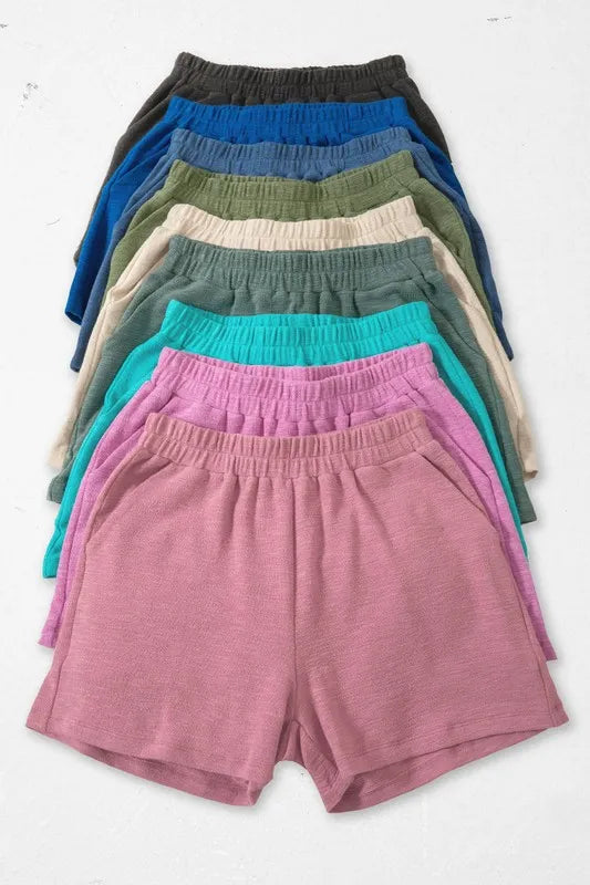 Pink Cotton Slub Shorts - Tigbul's Variety Fashion Shop
