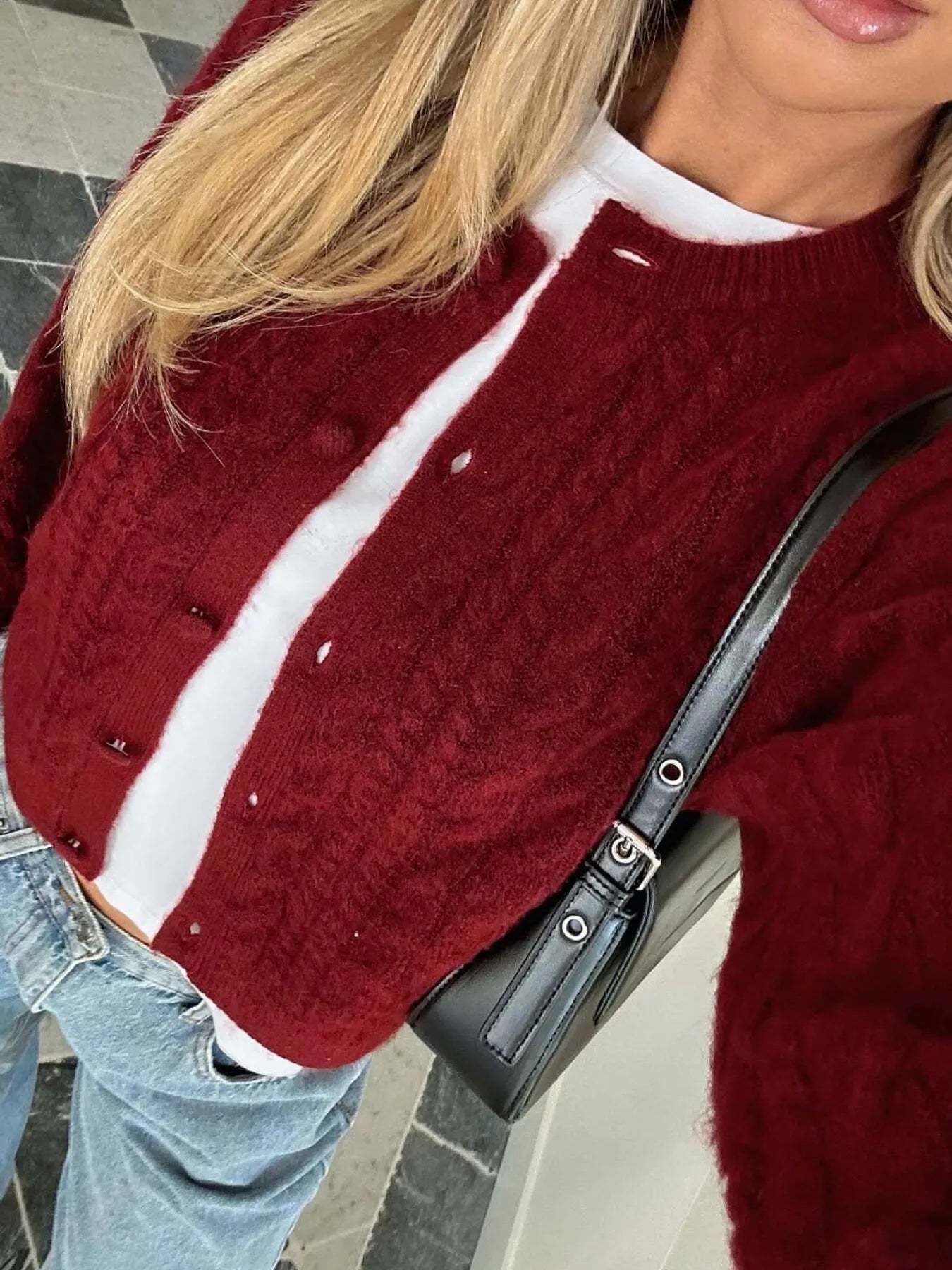 Cable Knit Button-Up Cardigan - Tigbul's Variety Fashion Shop