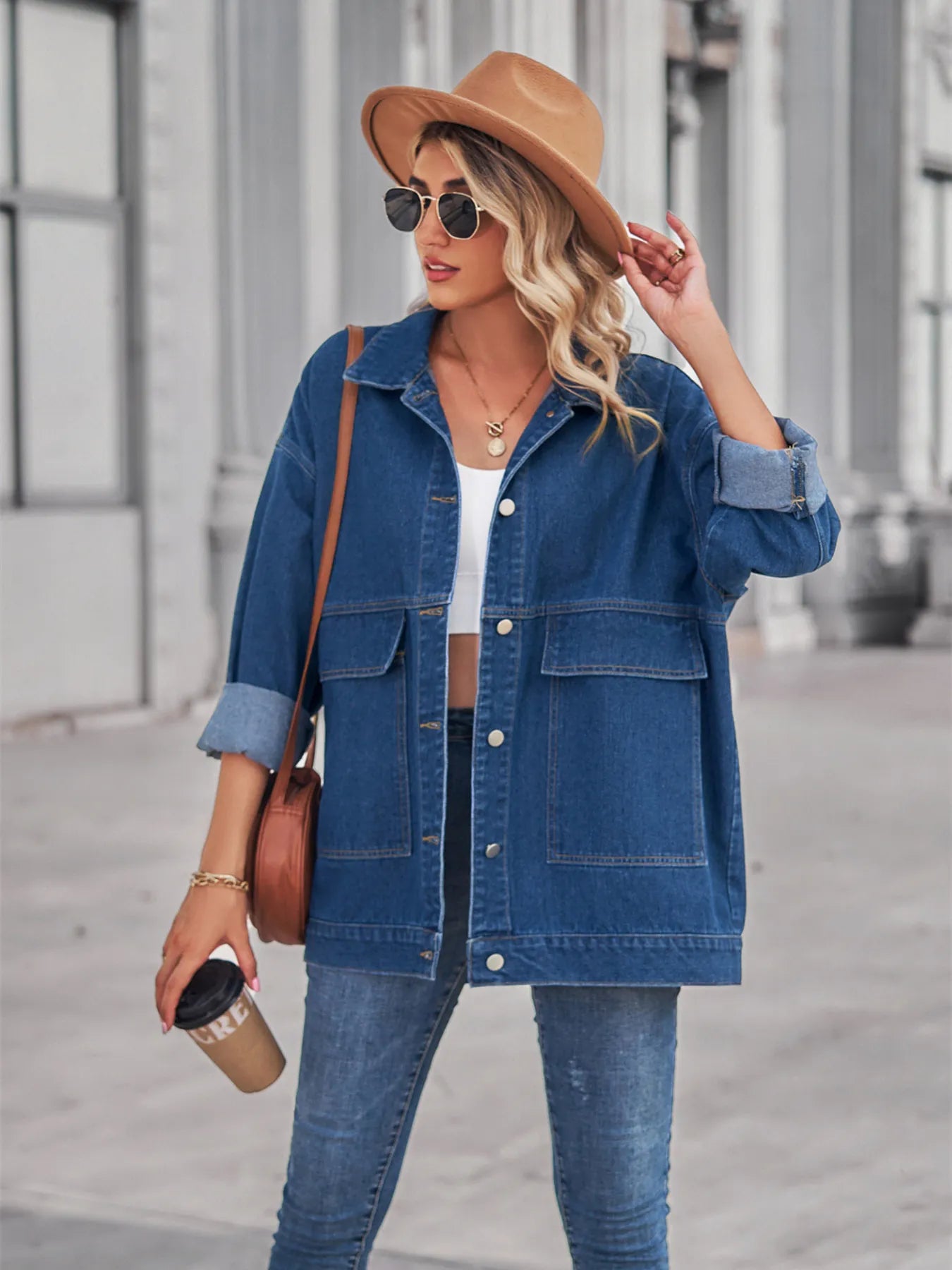 Button Up Long Sleeve Denim Jacket - Tigbul's Variety Fashion Shop