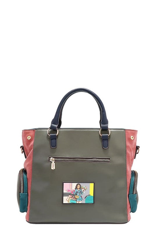 Nicole Lee USA Eco-Leather Handbag with Side Pockets - Tigbul's Variety Fashion Shop