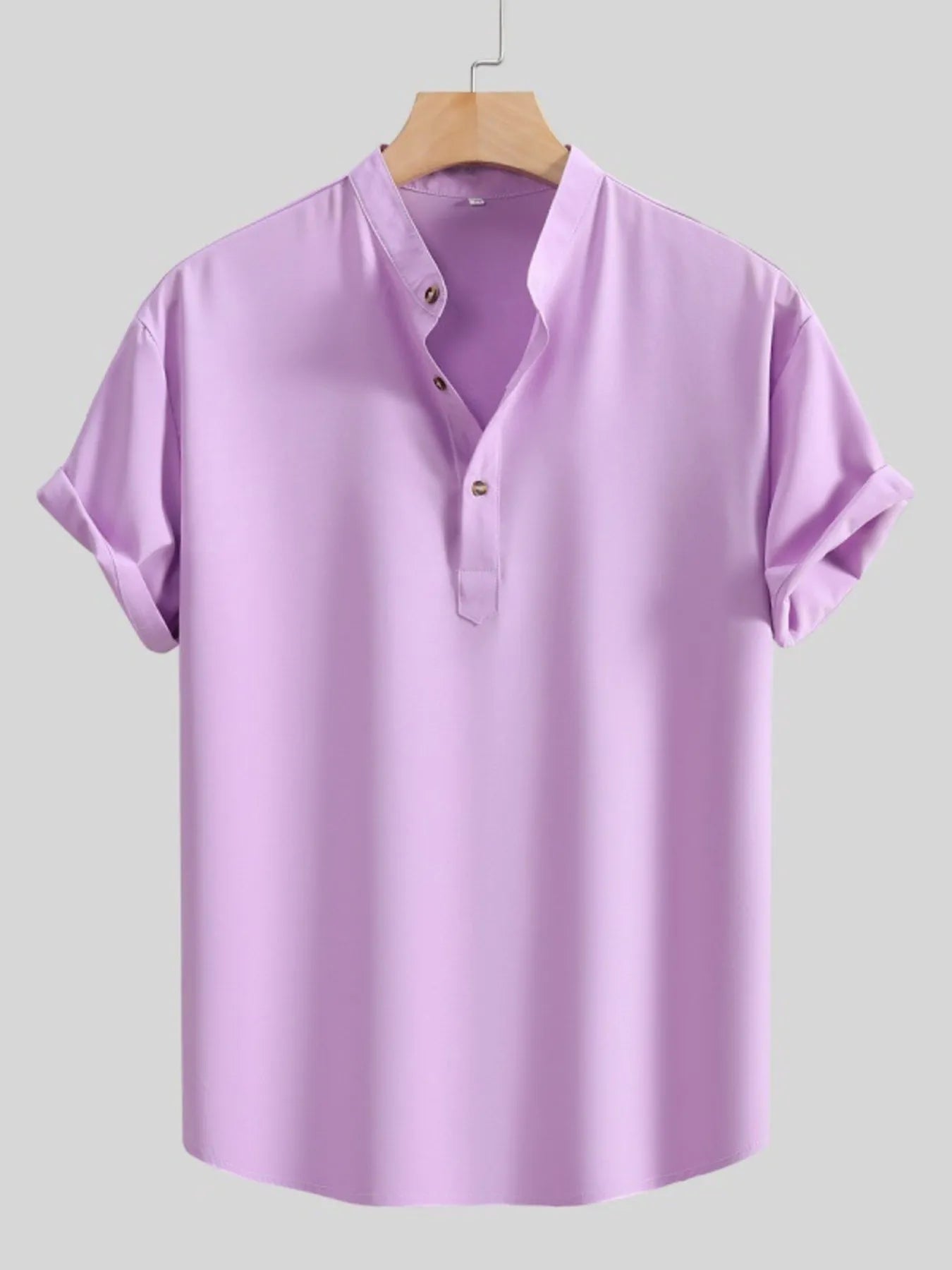 Men's Button Detail Short Sleeve Blouse - Tigbul's Variety Fashion Shop