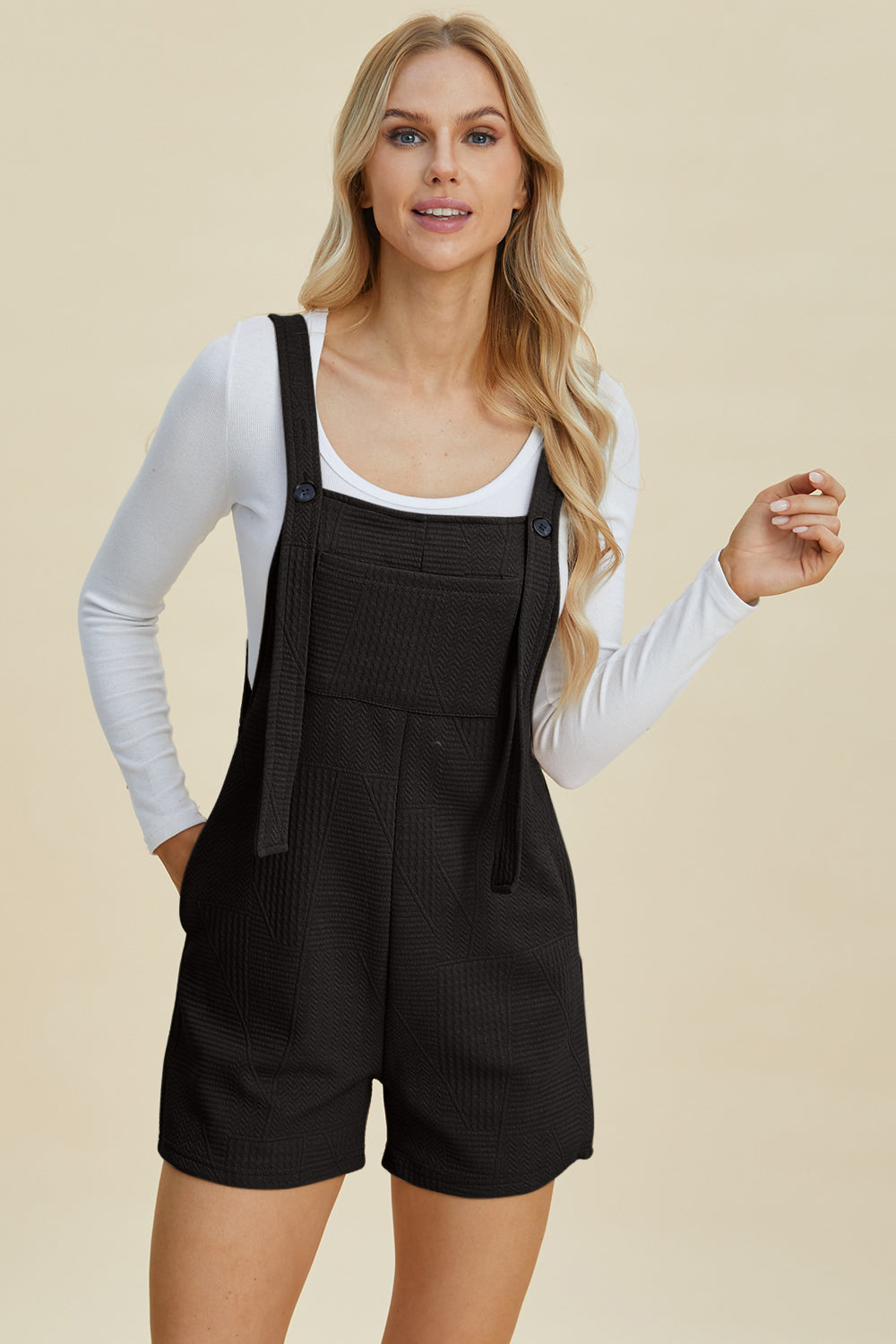 Texture Sleeveless Romper - Tigbul's Variety Fashion Shop