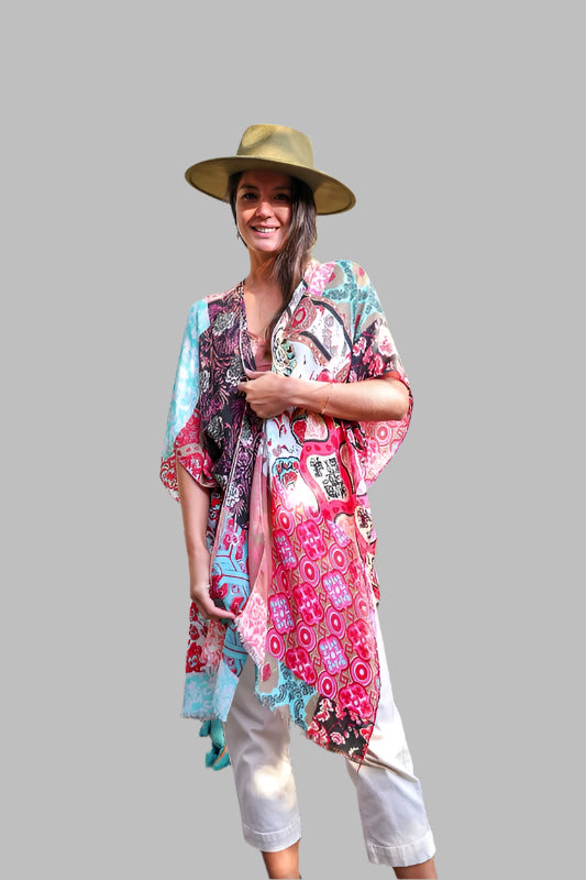 Boho Floral Patchwork Kimono - Tigbul's Variety Fashion Shop