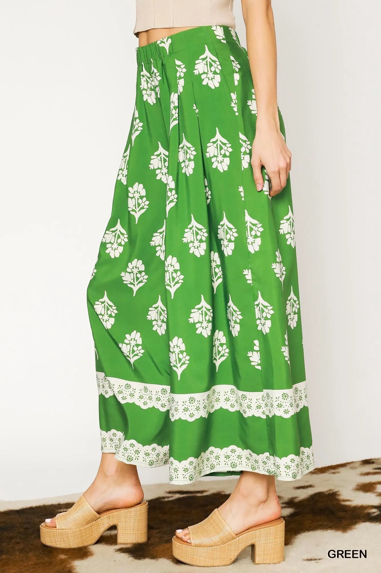 Umgee Floral Pleated Wide-Leg Pants - Tigbul's Variety Fashion Shop