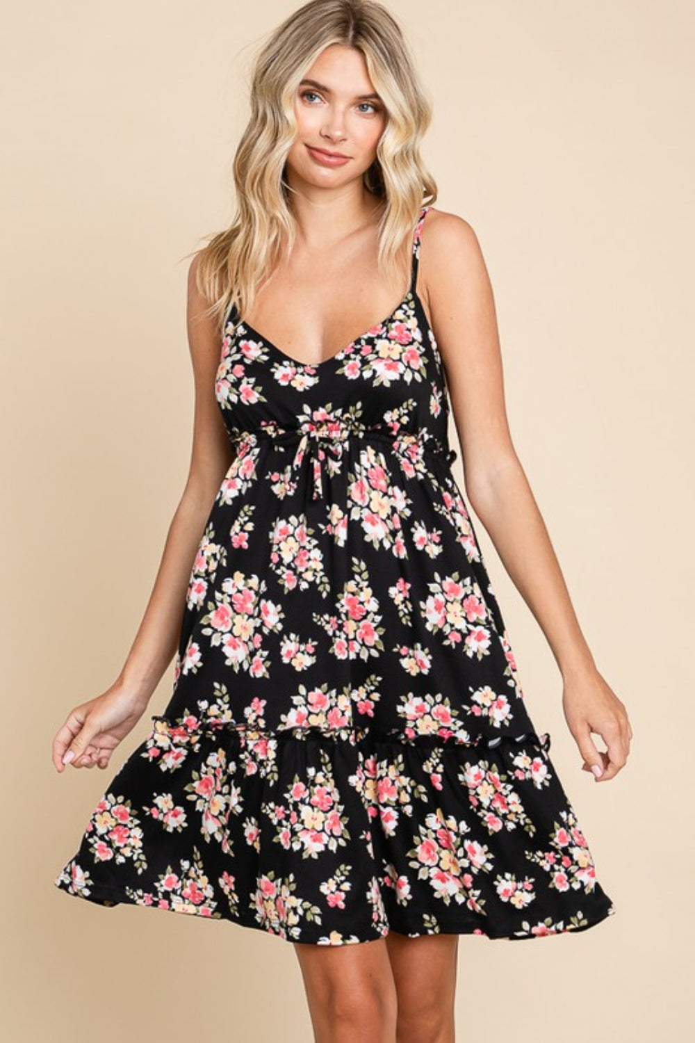 Culture Code Full Size Floral Frill Cami Dress - Tigbul's Variety Fashion Shop