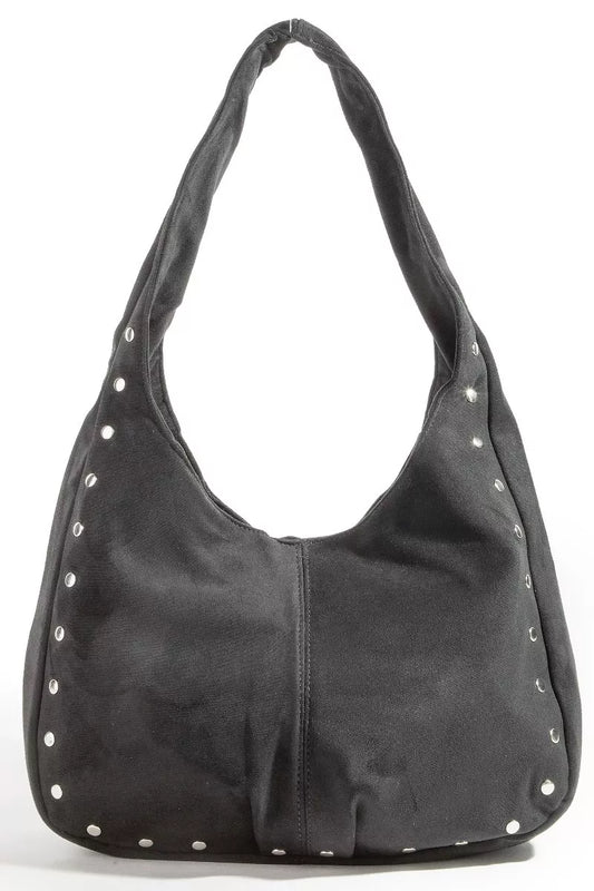 Faux Suede Studded Trim Hobo Bag | Tigbuls Variety Fashion Shop