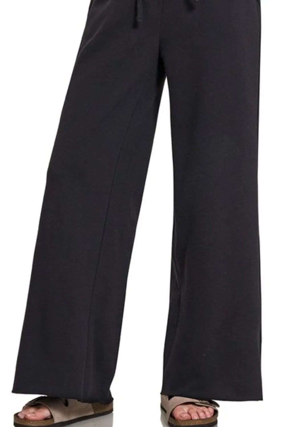 Zenana Fleece Exposed Seam Wide Leg Sweatpants - Tigbul's Variety Fashion Shop