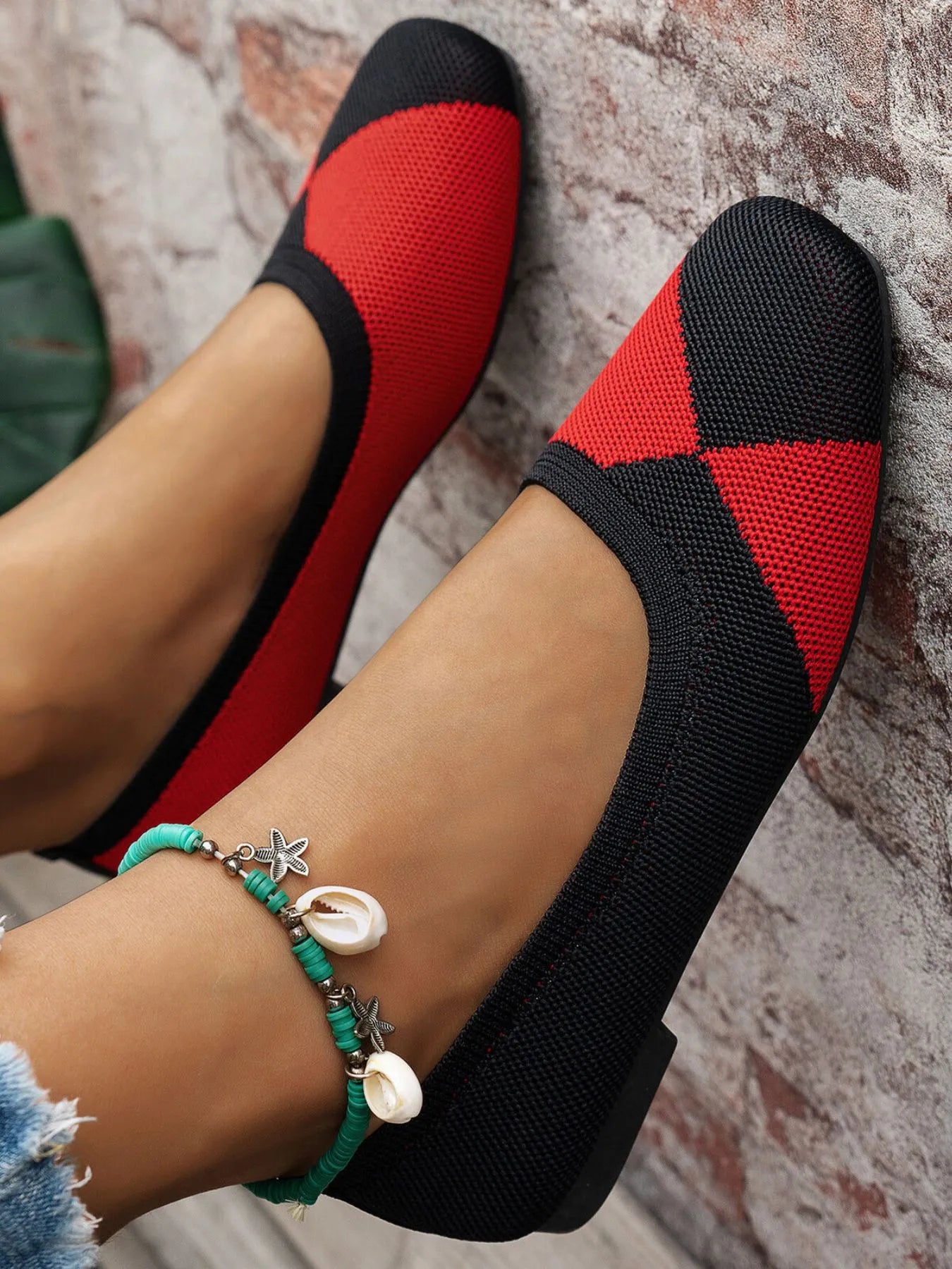 Color Block Knit Slip-On Loafers - Tigbul's Variety Fashion Shop