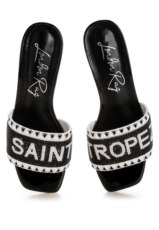 Poshta Saint Tropez Beaded Slip-On Heels - Tigbul's Variety Fashion Shop