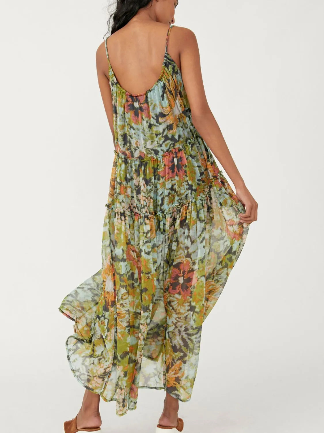 Printed V-Neck Sleeveless Dress - Tigbul's Variety Fashion Shop