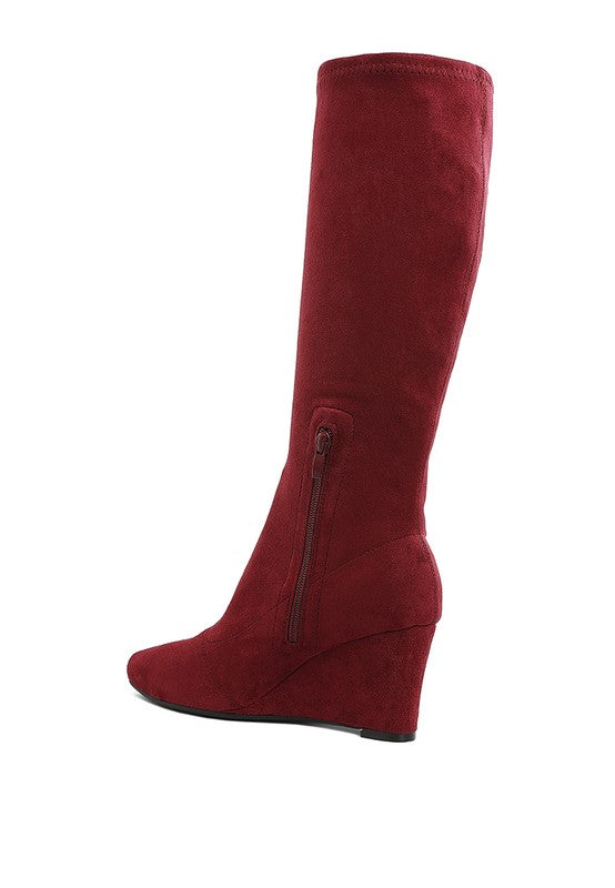 Tulsha Microfiber Wedge Heel Boots - Tigbul's Variety Fashion Shop