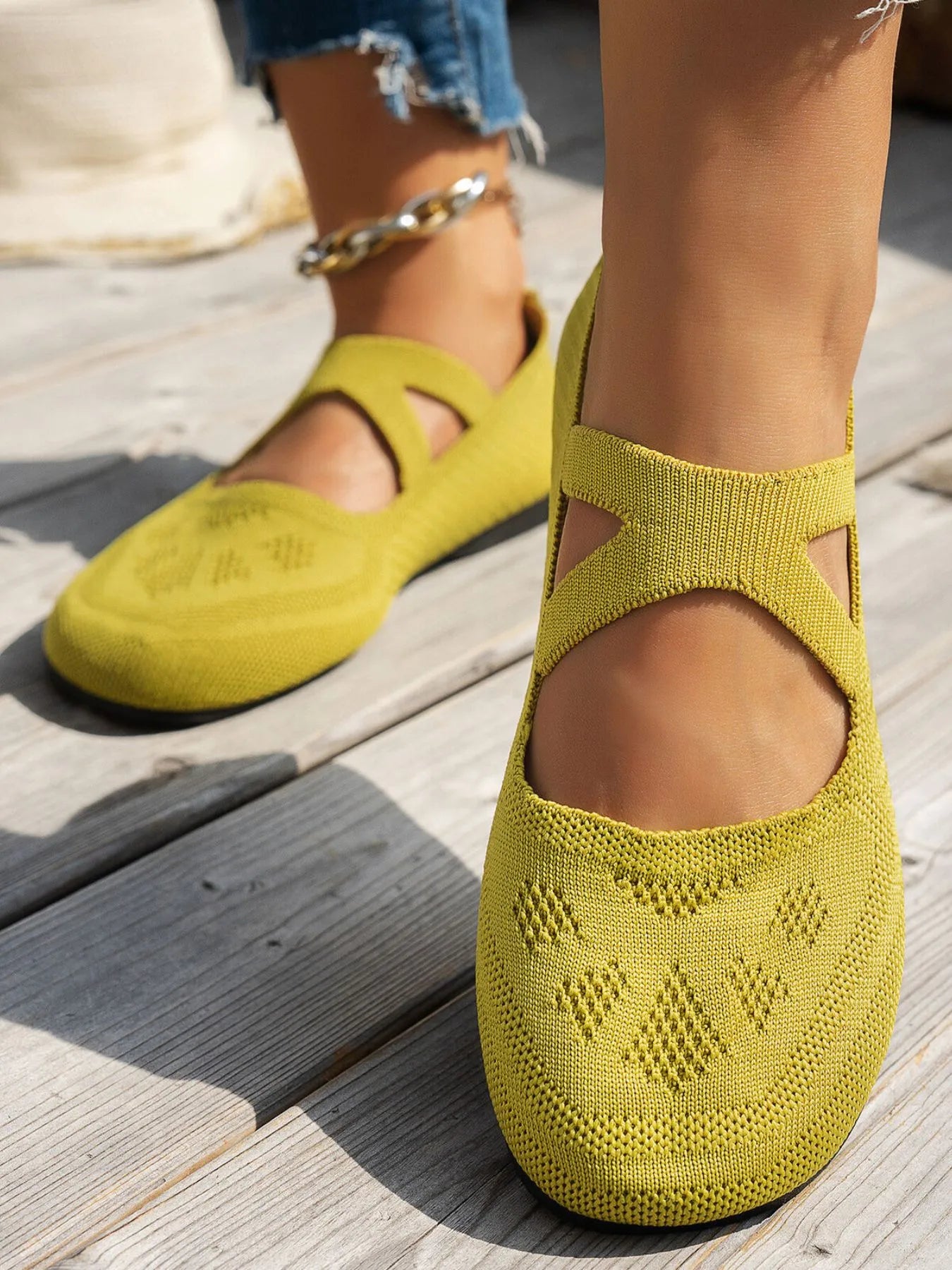 Knit Mary Jane Slip-On Loafers with Strap - Tigbul's Variety Fashion Shop