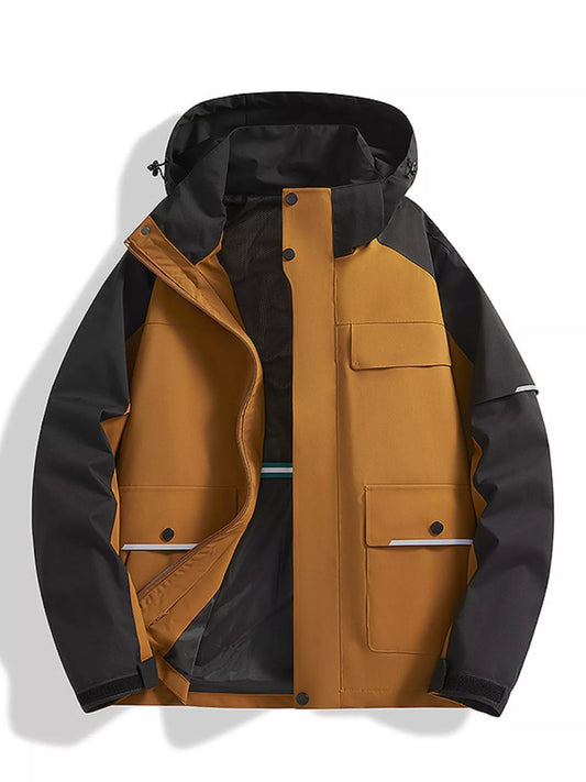 Men's Color Block Windproof Outdoor Jacket Small to Plus Size - Tigbuls