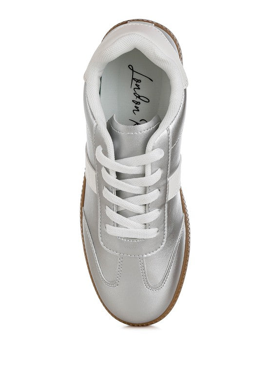 Crossover Lace-Up Metallic Sneaker - Tigbul's Variety Fashion Shop