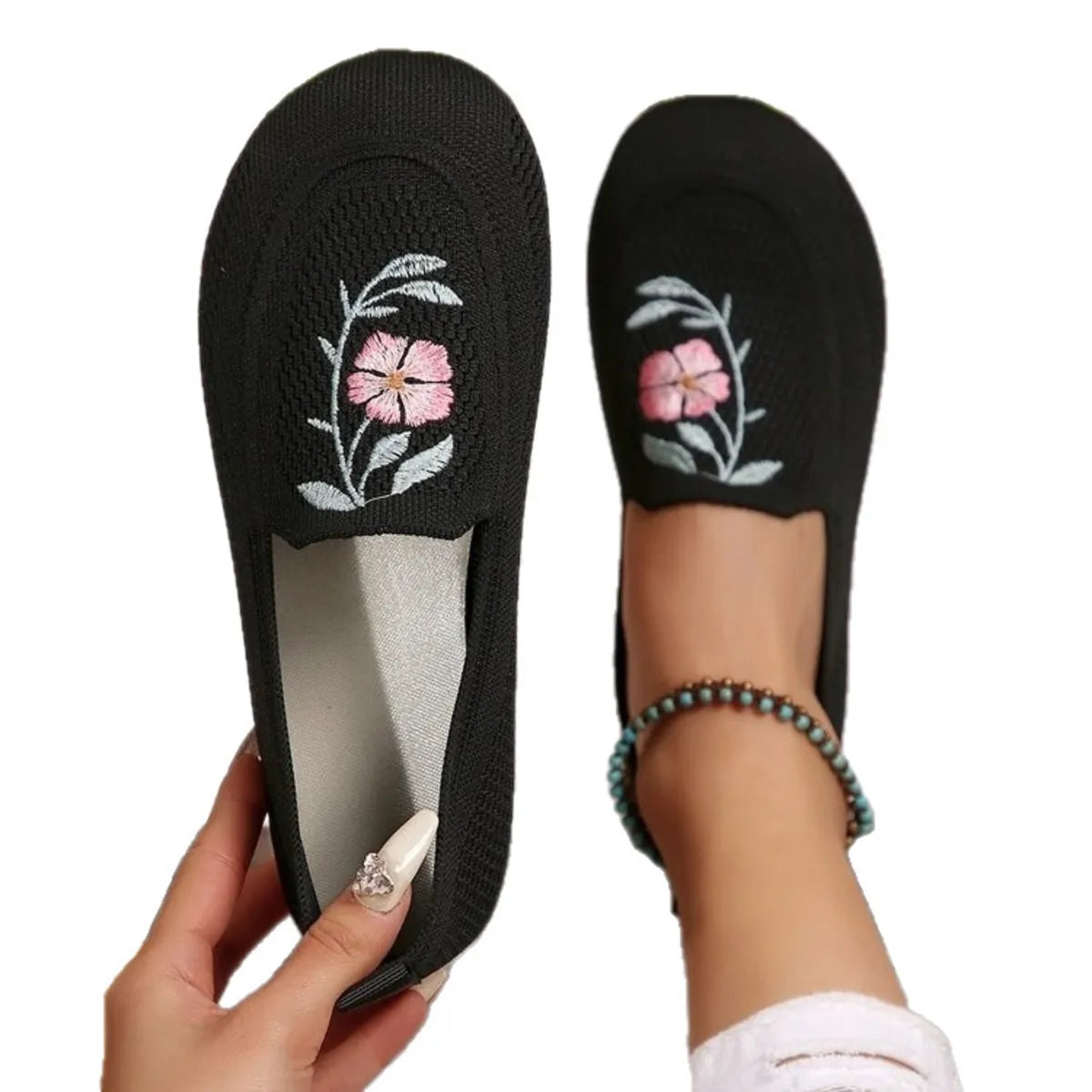 Embroidered Mesh Slip-Ons - Tigbul's Variety Fashion Shop