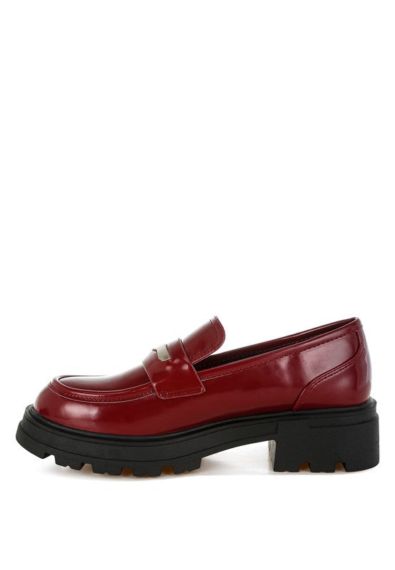 Gleam Stride Faux Leather Chunky Loafers - Tigbul's Variety Fashion Shop
