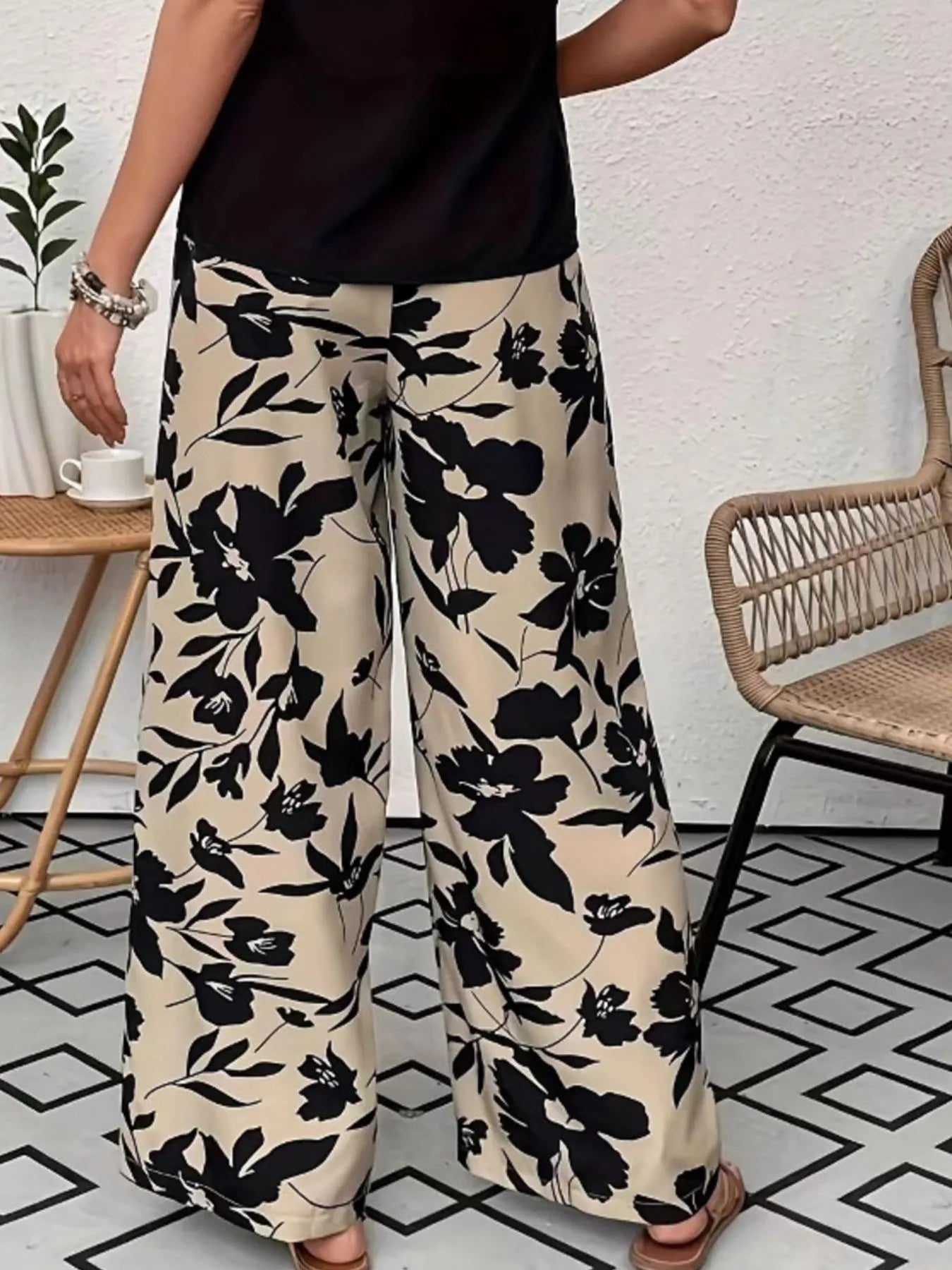Printed Wide Leg Casual Pants - Tigbul's Variety Fashion Shop