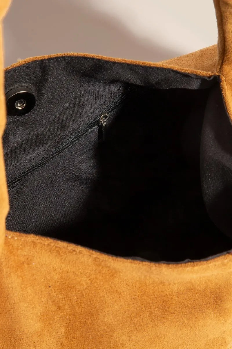Metallic Studded Faux Suede Handbag - Tigbul's Variety Fashion Shop