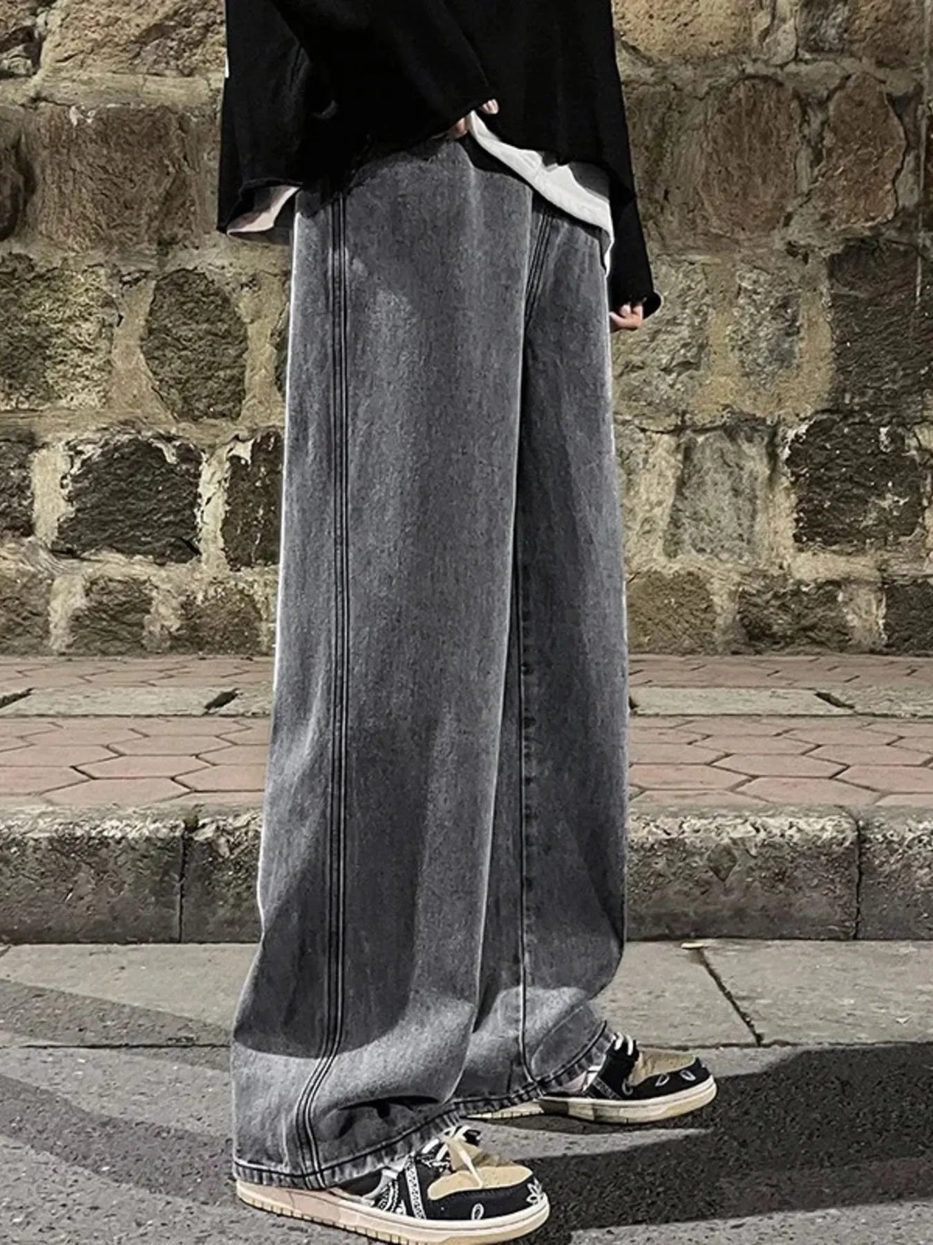 Men's Full Size Drawstring Wide Leg Jeans Plus Size - Tigbul's Variety Fashion Shop