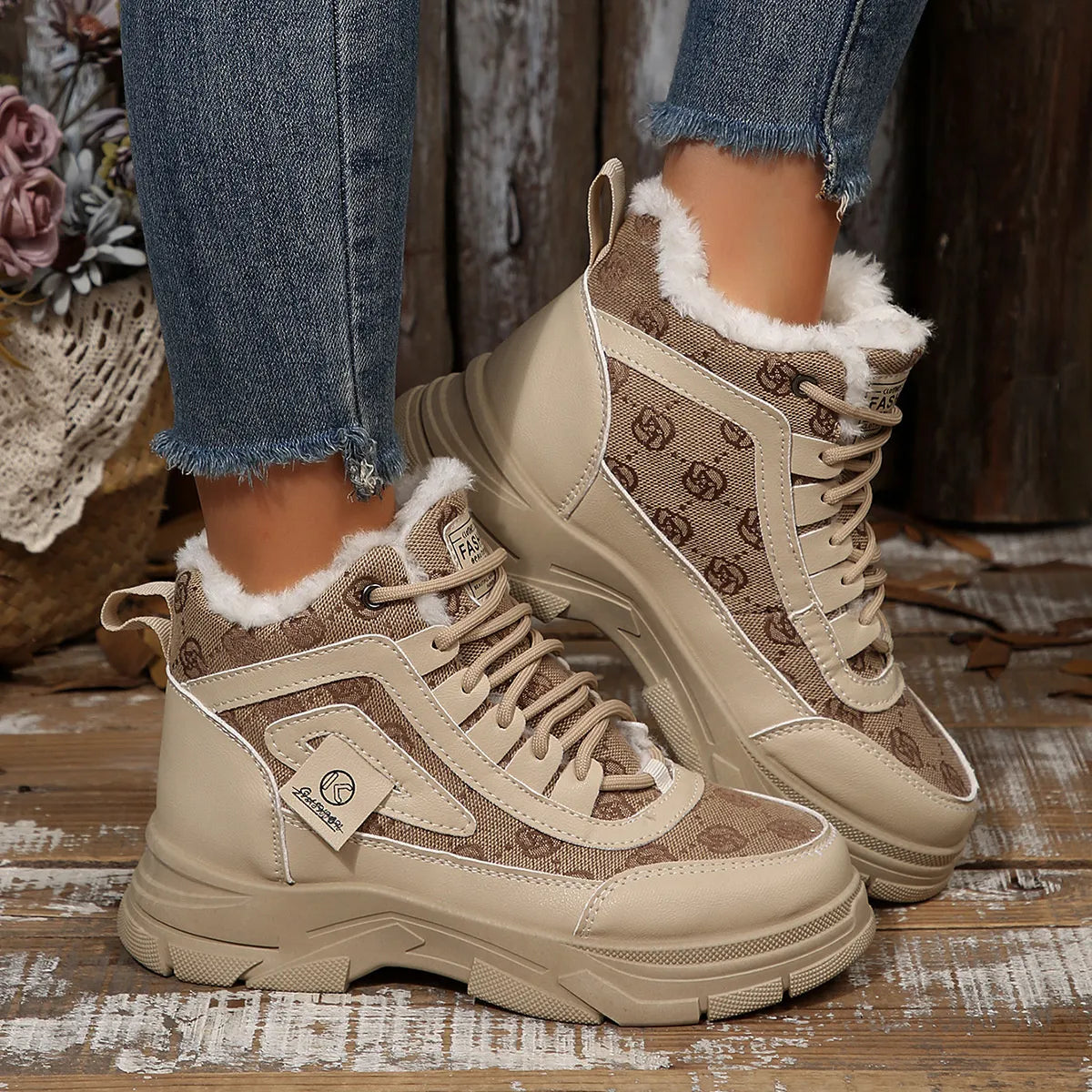 High-Top Platform Chunky Sneaker Boots Lace-Up - Tigbul's Variety Fashion Shop
