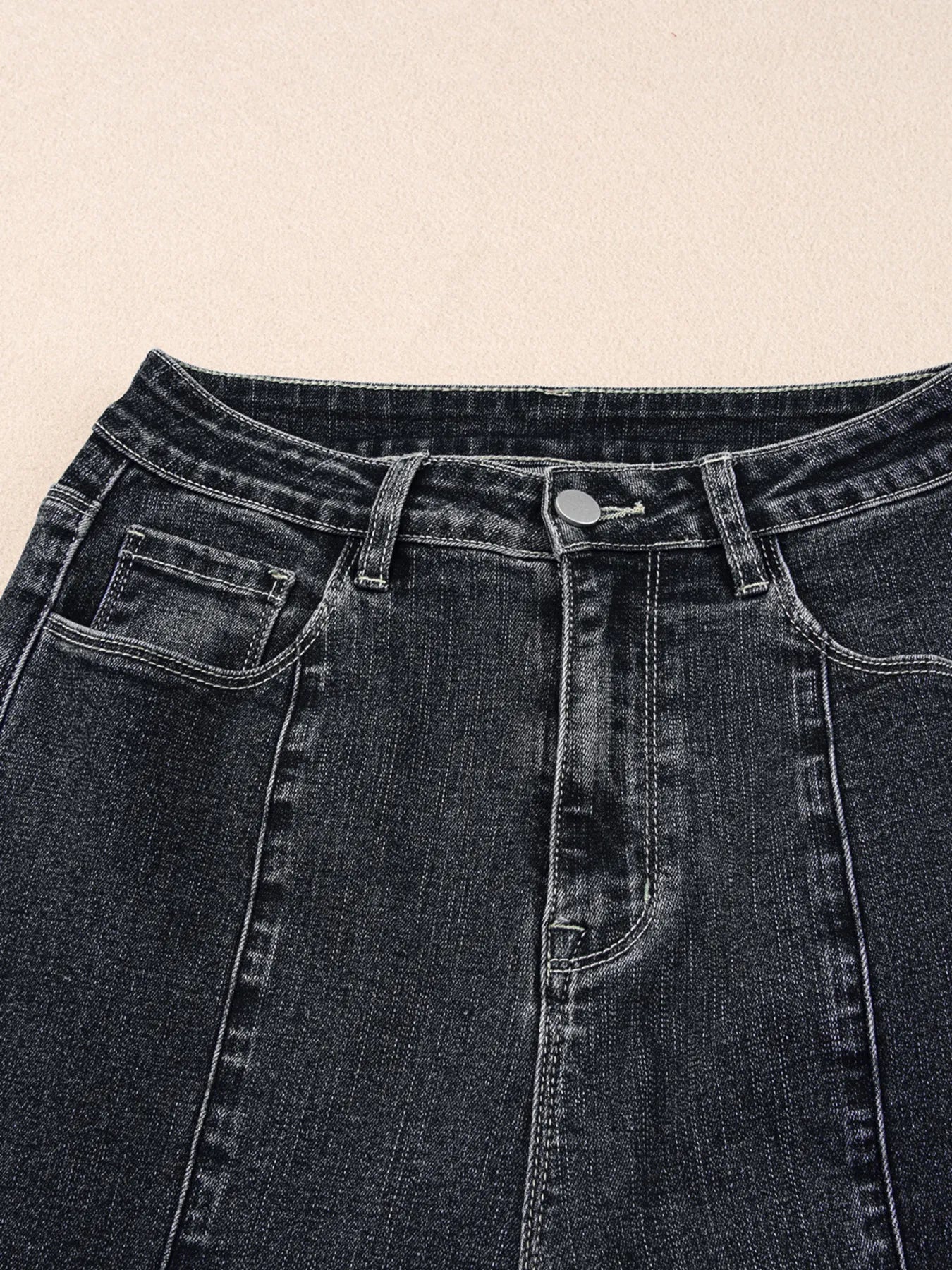 Seam Detail Flared Bottom Ankle Length Jeans - Tigbul's Variety Fashion Shop