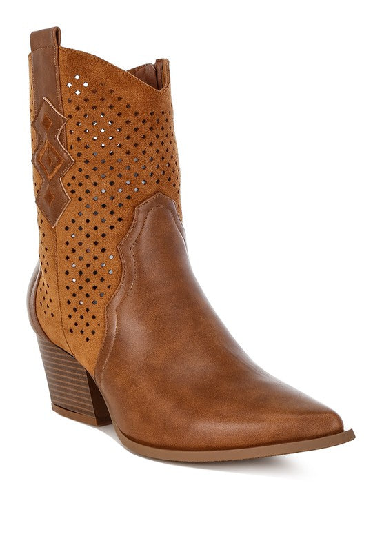 Prosia Rhinestone-Studded Cowboy Boots - Tigbul's Variety Fashion Shop