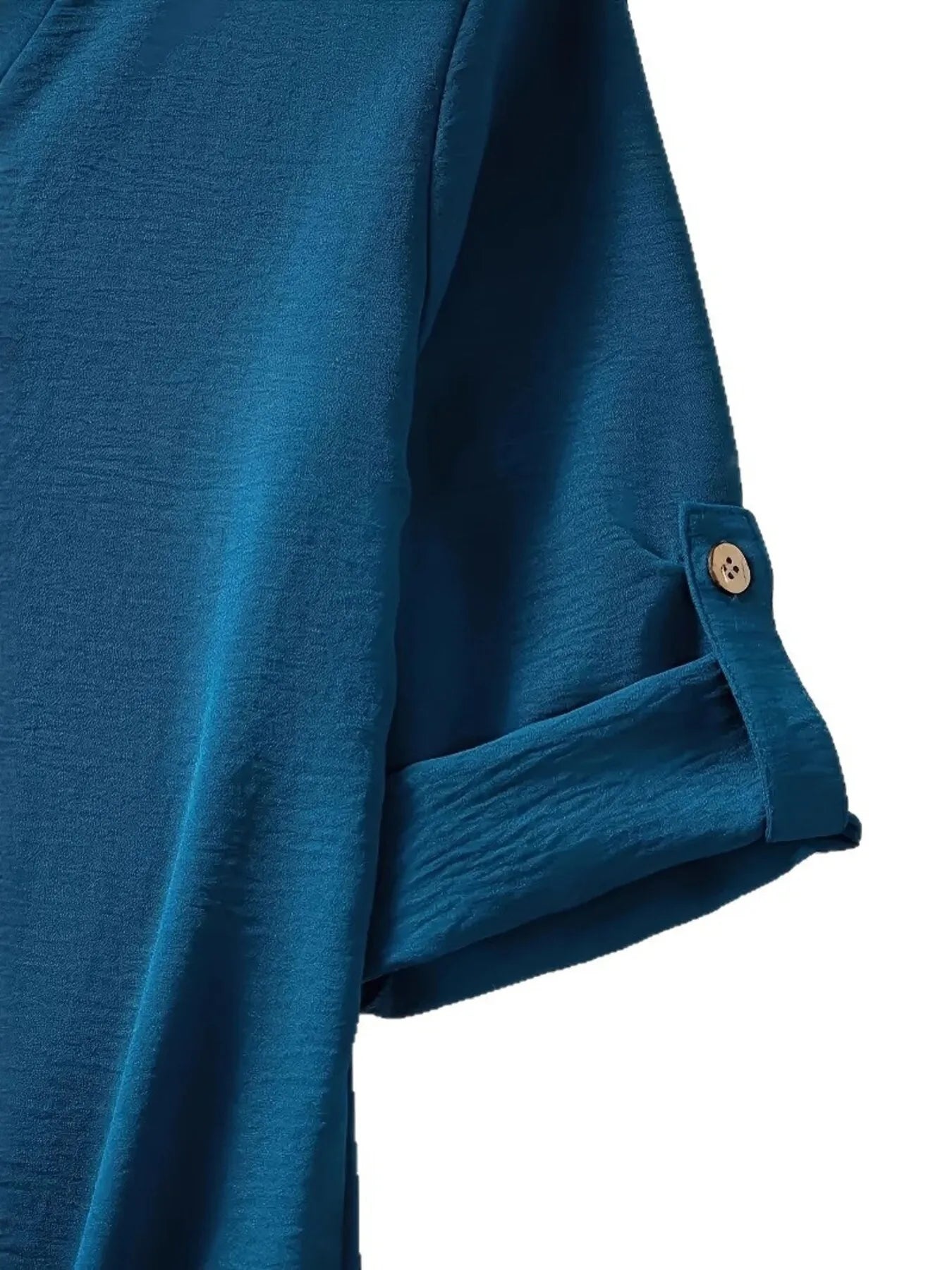 Notched Roll-Tab Sleeves Blouse - Tigbul's Variety Fashion Shop