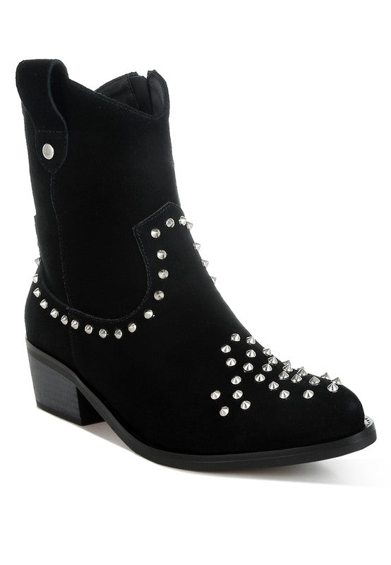 Hira Studs Embellished Cowboy Boots - Tigbul's Variety Fashion Shop